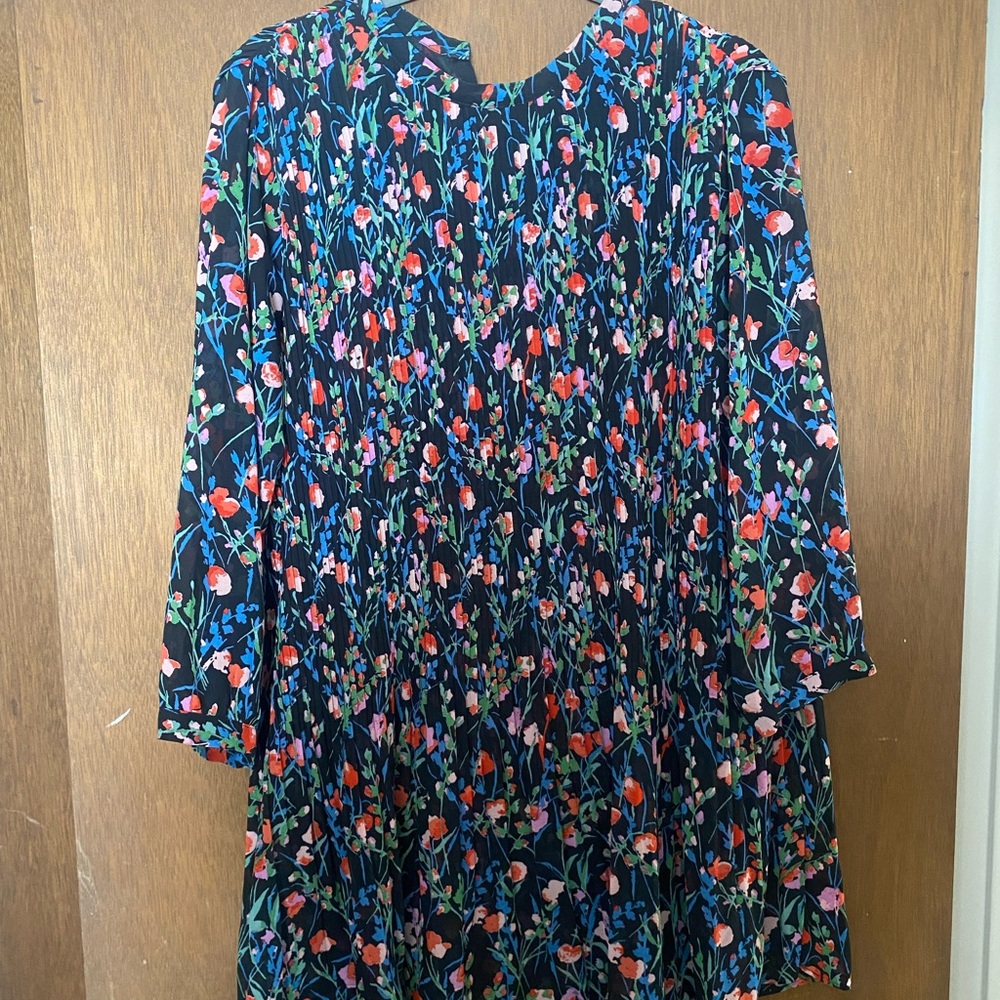 Zara Navy Floral Mini Dress with Red & Pink Accents